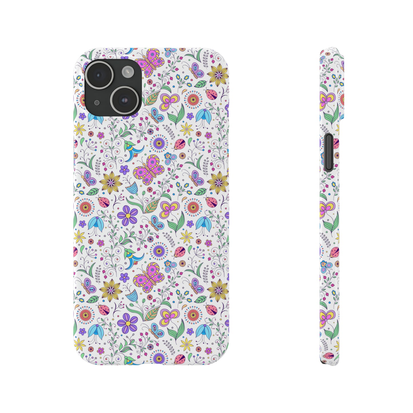 Butterflies and Flowers Iphone 15-12 Slim Phone Case