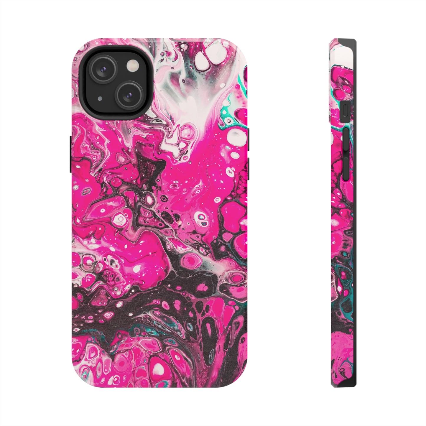 Pink, Black and White Alcohol Ink Design Iphone Tough Phone Case