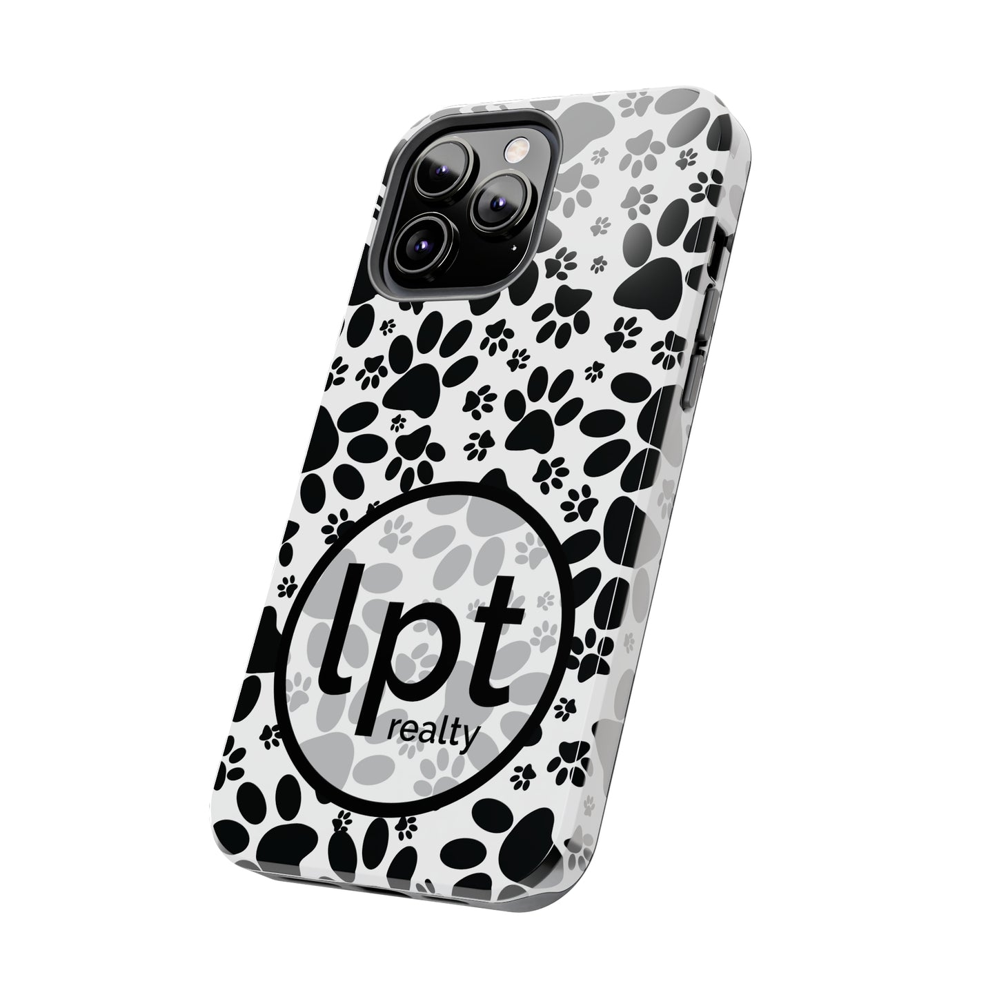 LPT Realty Logo -  Stealthy Tracks: Black Animal Paw Prints Iphone Tough Phone Case