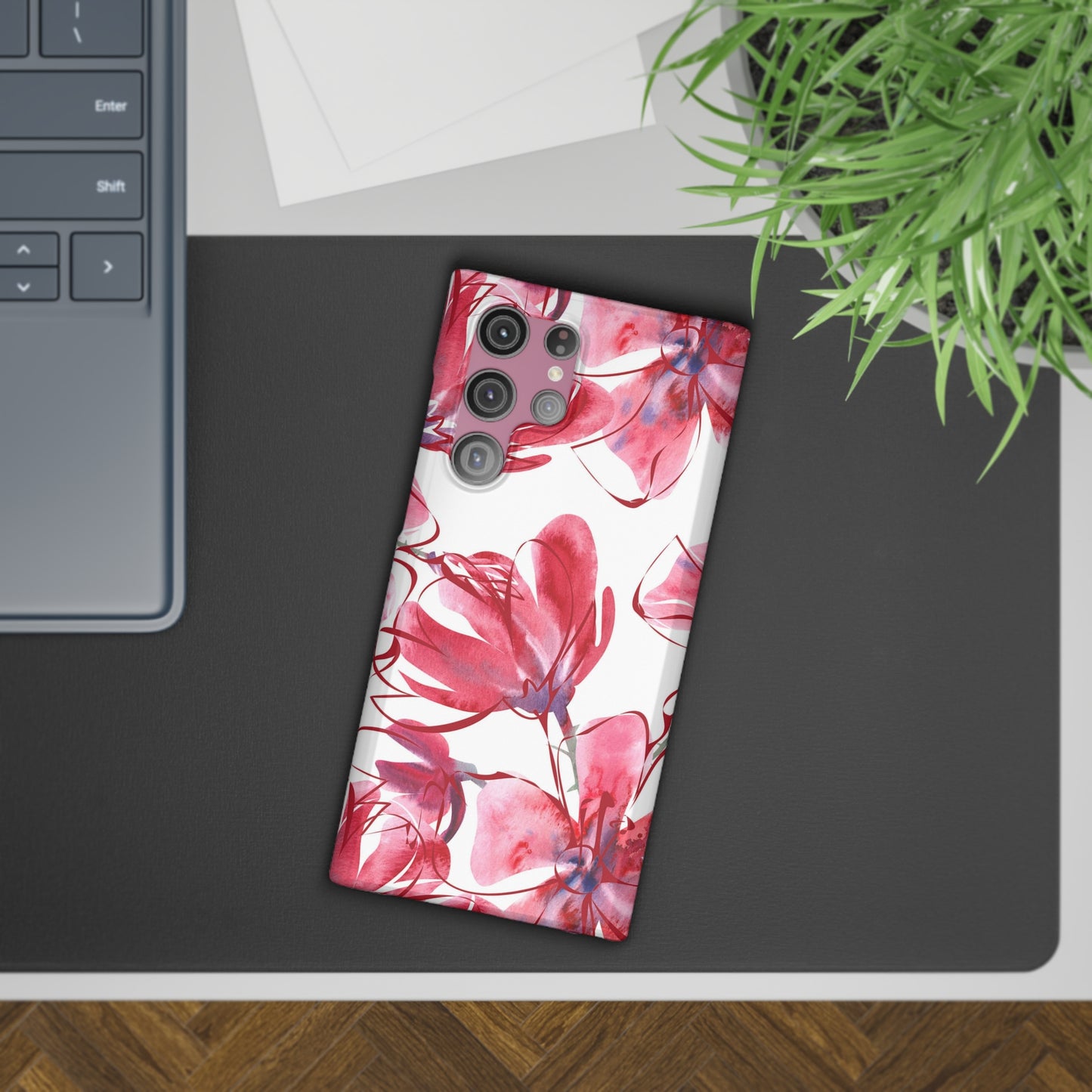 Large Pink Flower Samsung Slim Cases