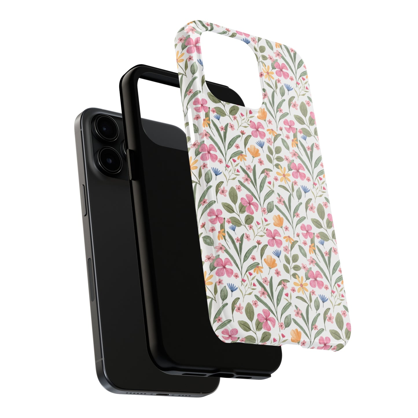 Pink Watercolor Spring Flowers Iphone Tough Phone Case