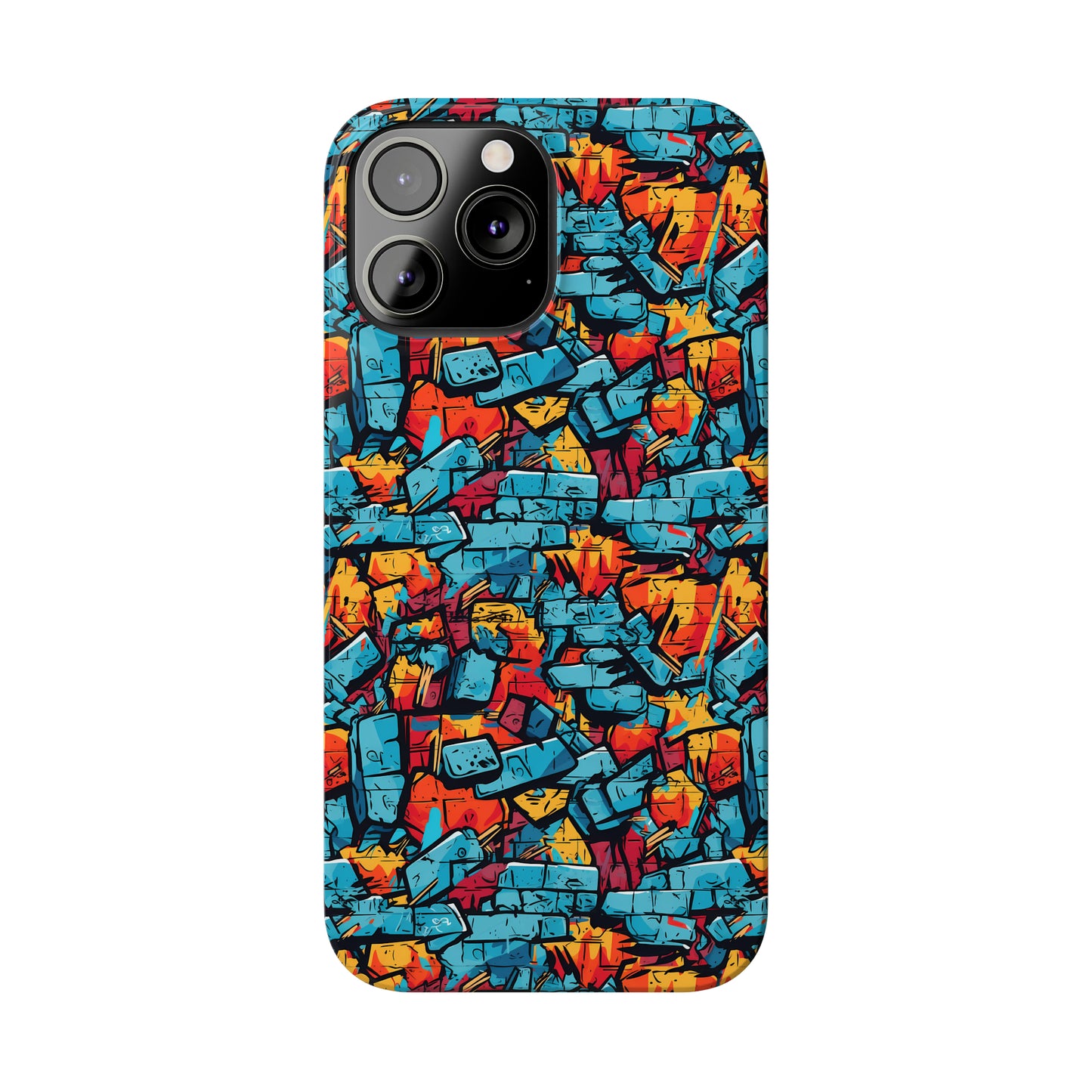 3D Brick Wall Graffiti Design Iphone 15-12 Slim Phone Case