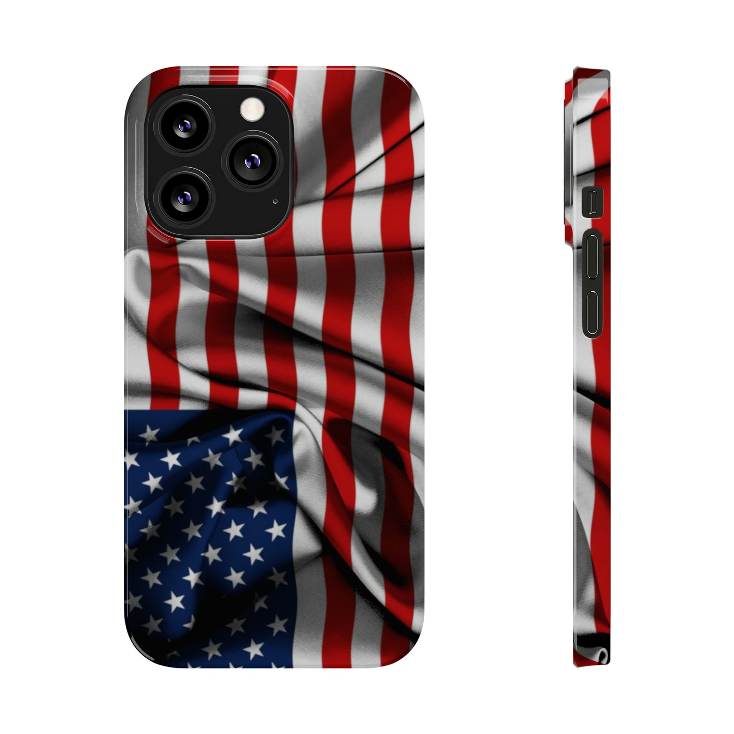 Proudly Unfurling: The American Flag Waves in Patriotic Splendor Iphone 15-12 Slim Phone Case