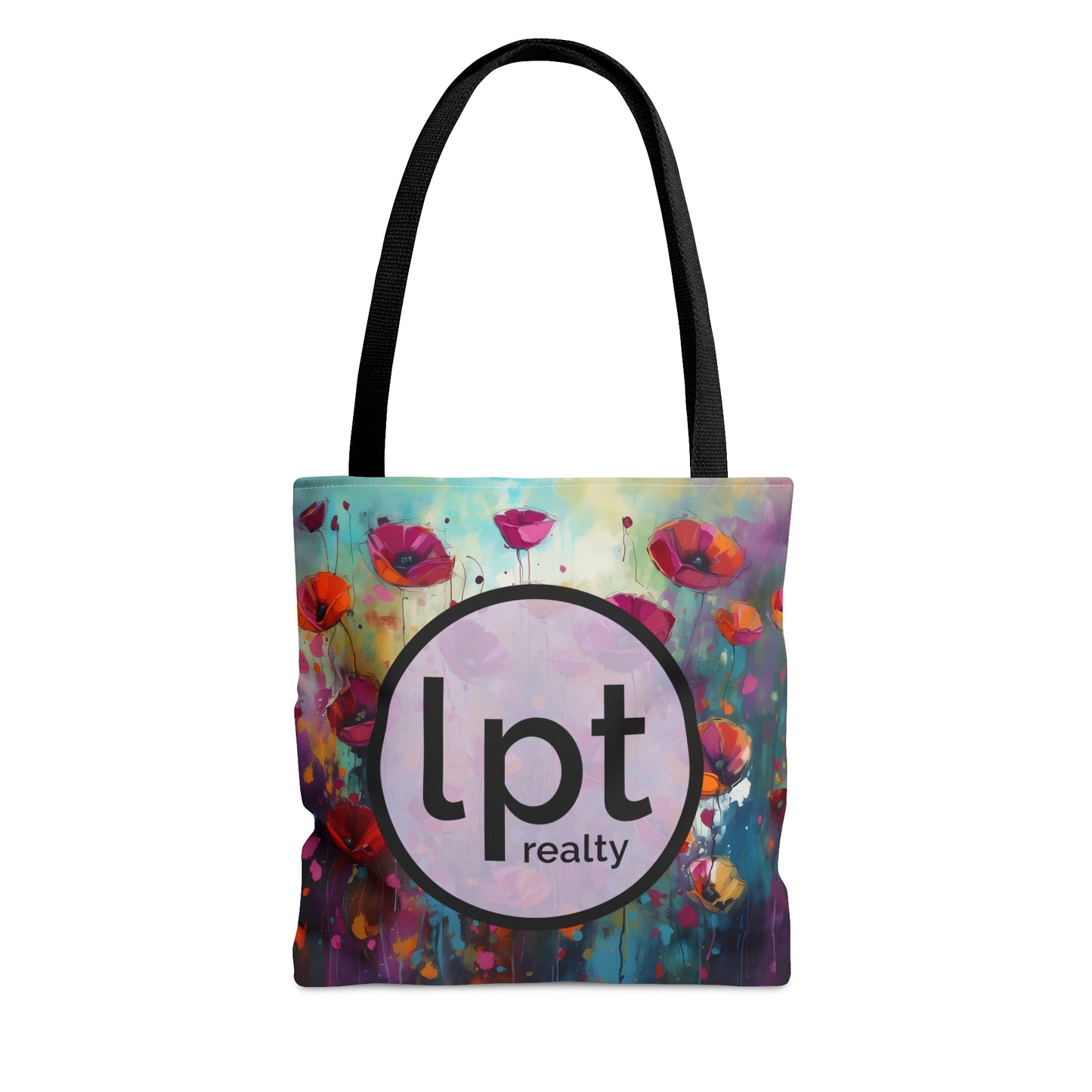 LPT Realty Logo on Field of Pink Wildflowers - Canvas Tote 3 Sizes