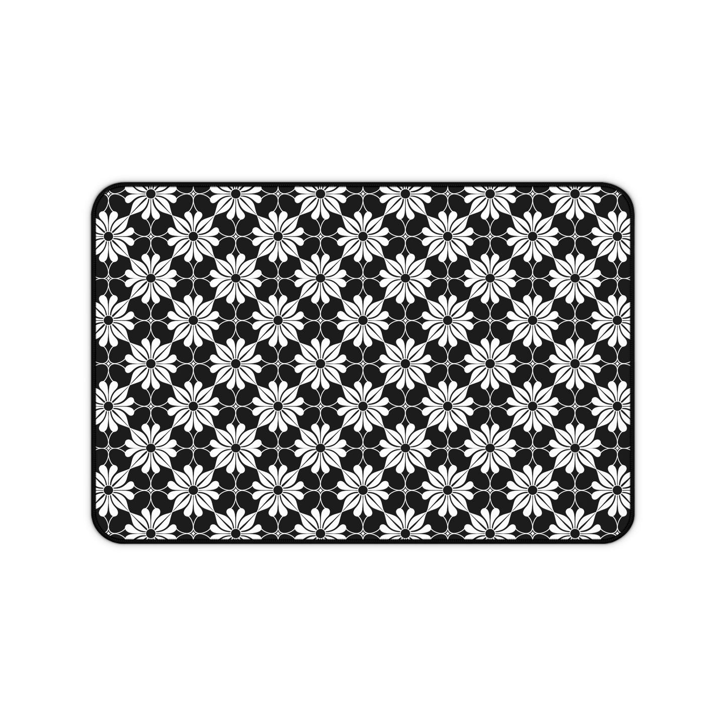 Retro Chic Monochrome Floral Geometric Flowers Extended Gaming Mouse Pad  Desk Mat  - 3 Sizes