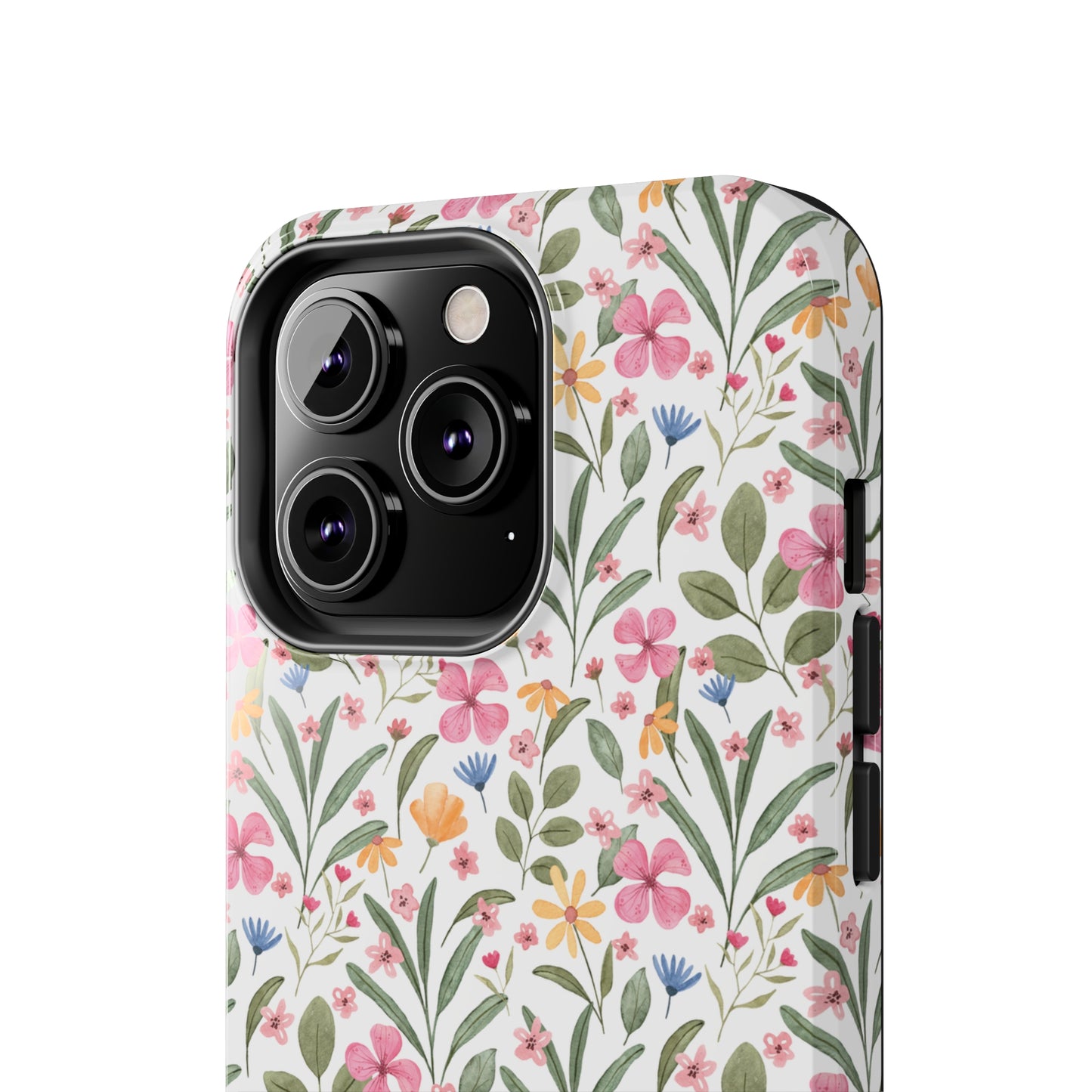 Pink Watercolor Spring Flowers Iphone Tough Phone Case