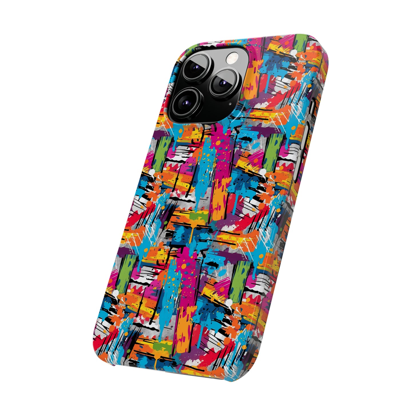 Abstract Brush Painted Colorful Design Iphone 15-12 Slim Phone Case