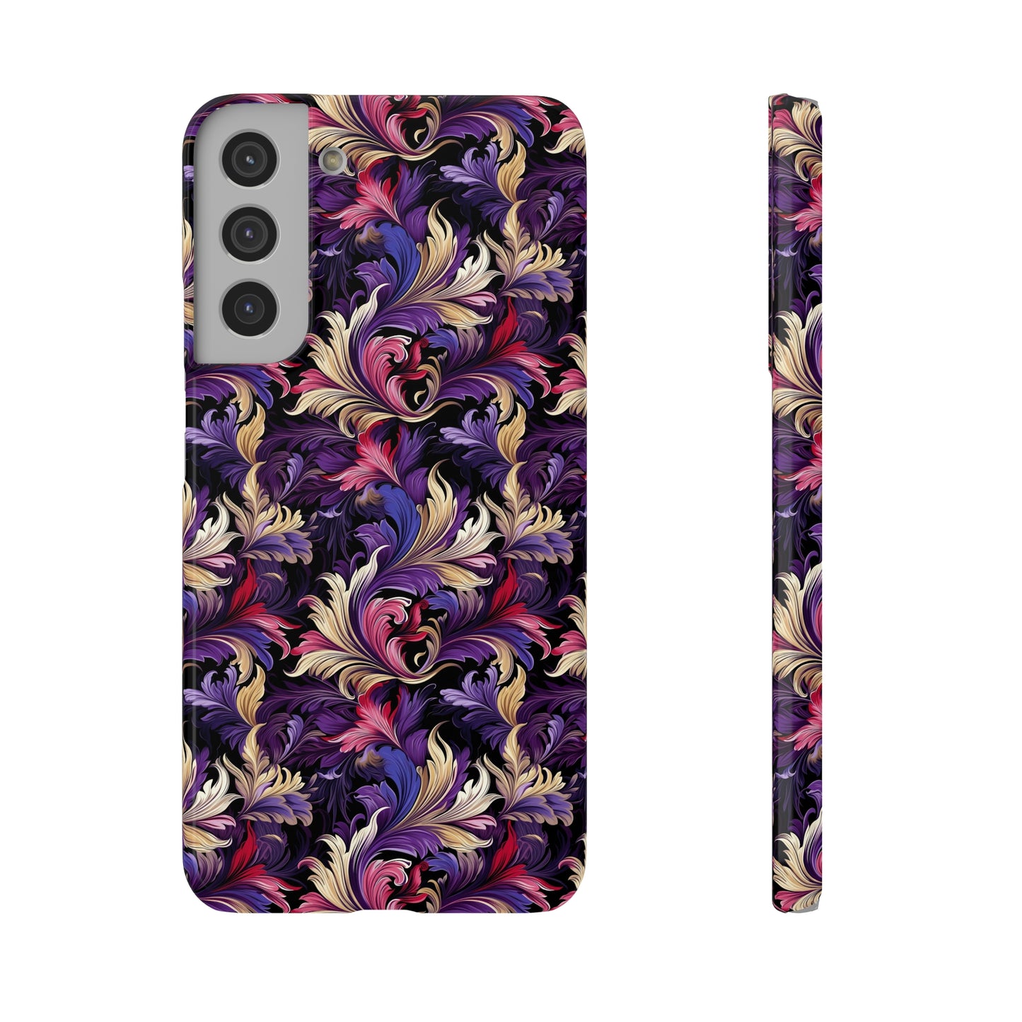 Purple, Gold & Pink Floral Swirls of Foliage Design Samsung Slim Cases