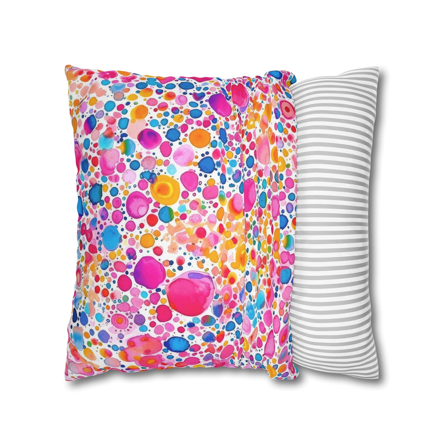 Prismatic Splatter: Rainbow Watercolor Explosion Spun Polyester Square Pillowcase 4 Sizes