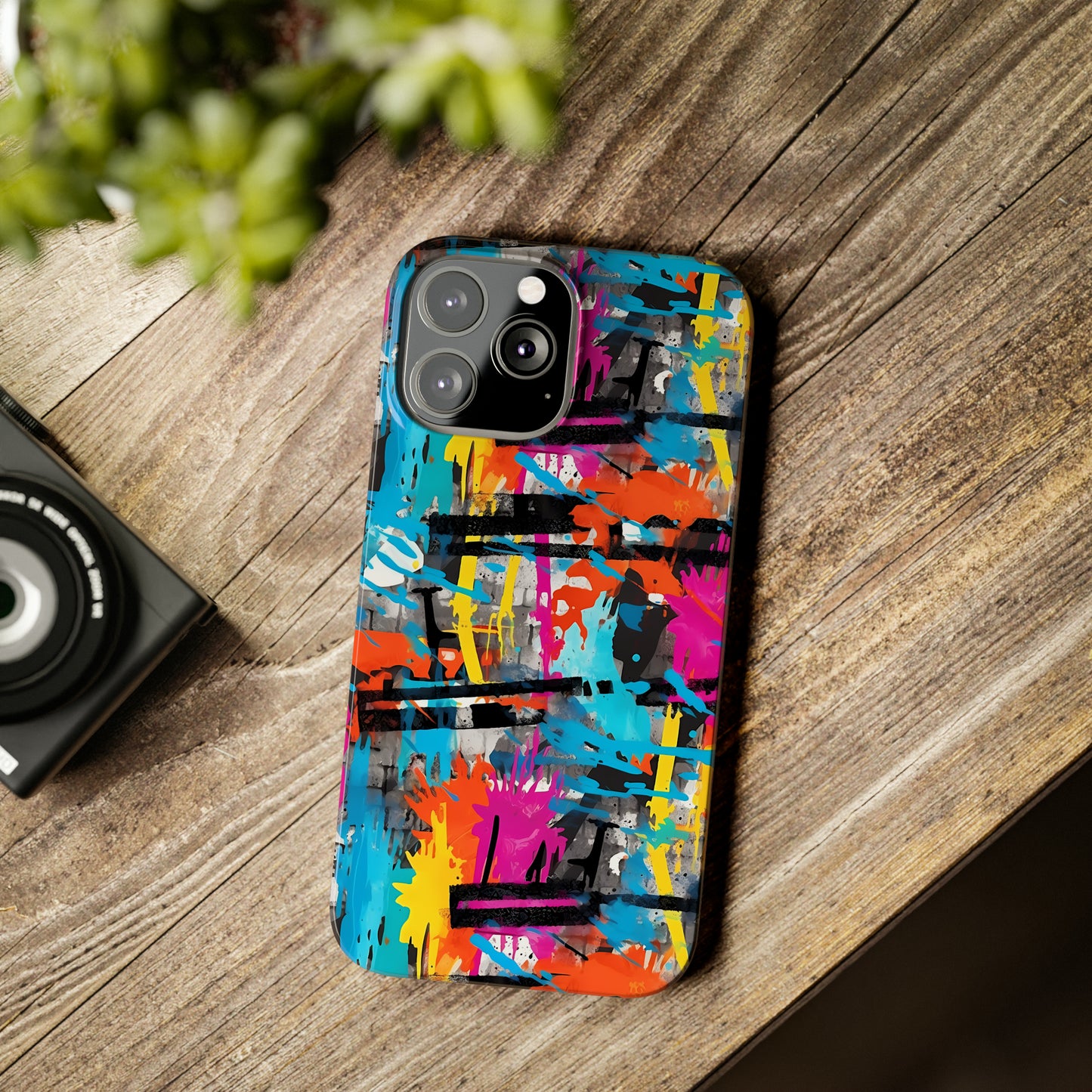 Rainbow Color Abstract Graffiti Design Iphone 15-12 Slim Phone Case