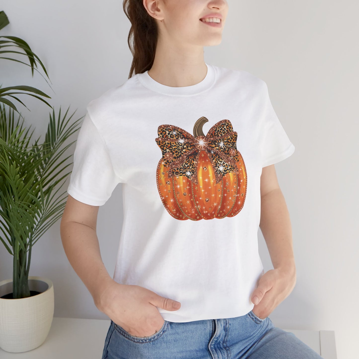 Coquette Glitter Pumpkin Fall Theme Jersey Short Sleeve T-shirt