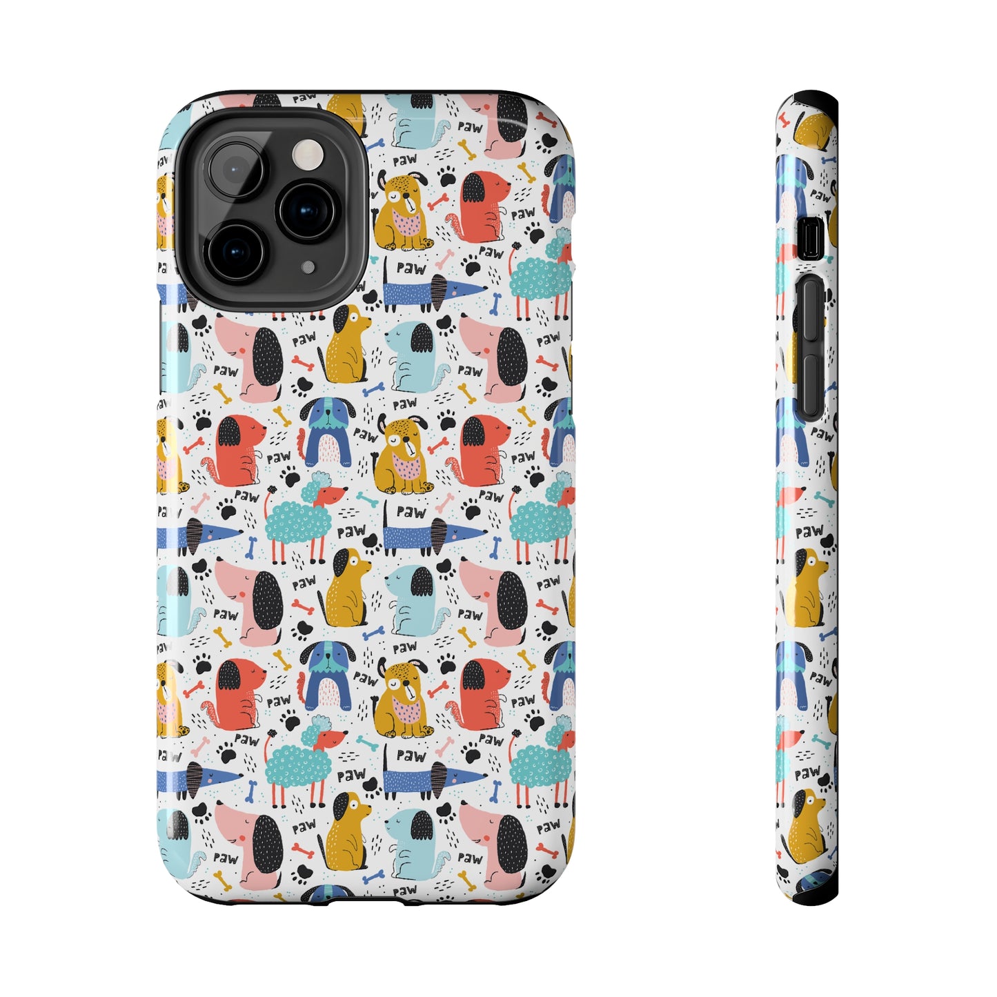 Playful Pups: Colorful Cartoon Dogs Iphone Tough Phone Case