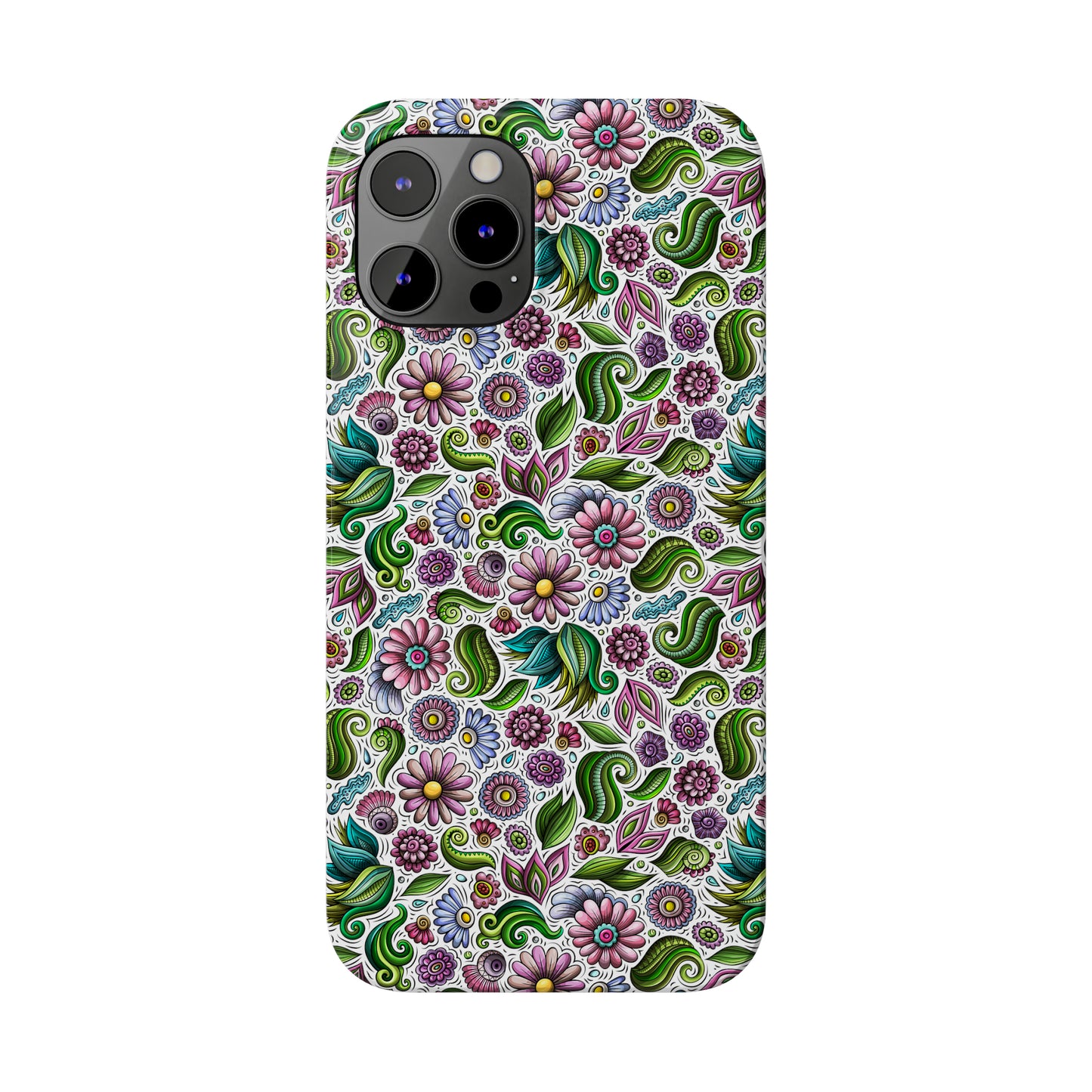 Purple & Pink Daisy Floral Print Iphone 15-12 Slim Phone Case