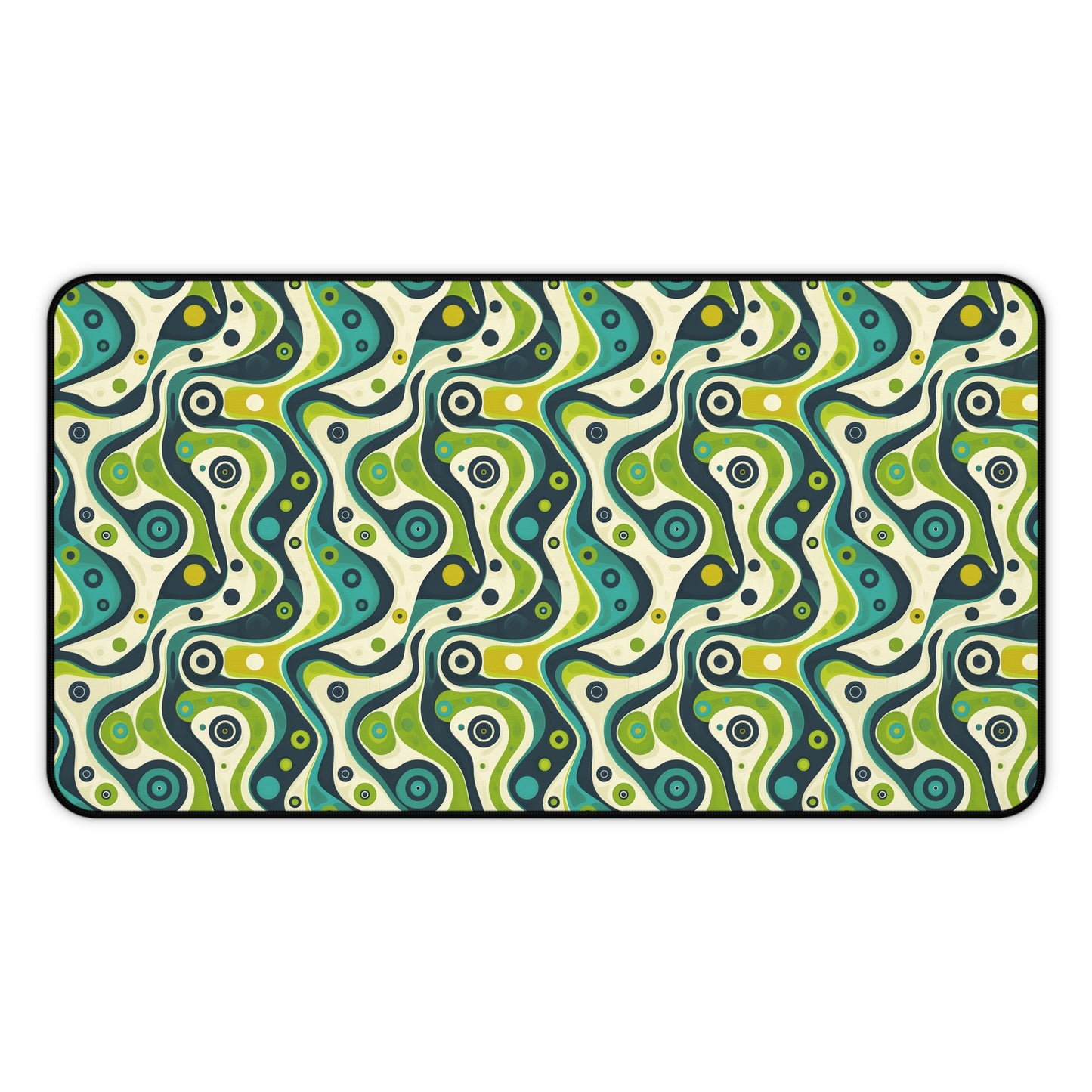 Groovy Retro Greens and Blues Abstract Waves Extended Gaming Mouse Pad  Desk Mat  - 3 Sizes