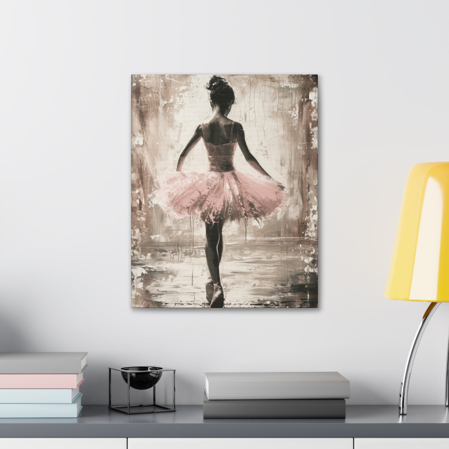 Nostalgic Young Girl Ballerina in Pink Ballerina Print on Canvas Gallery - 9 Sizes