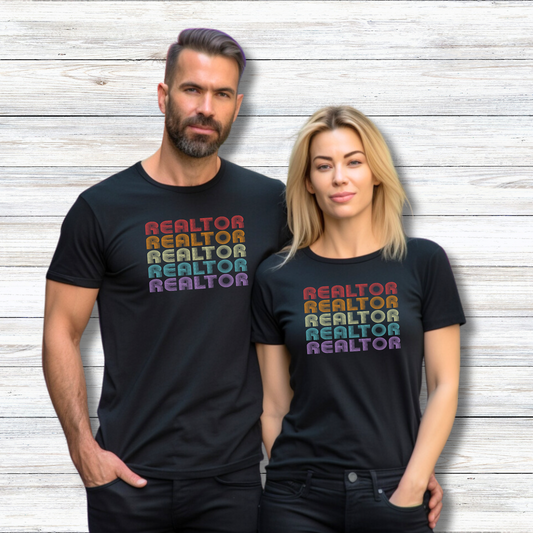 Retro Rainbow Realtor Design - Short Sleeve T-Shirt XS-5XL