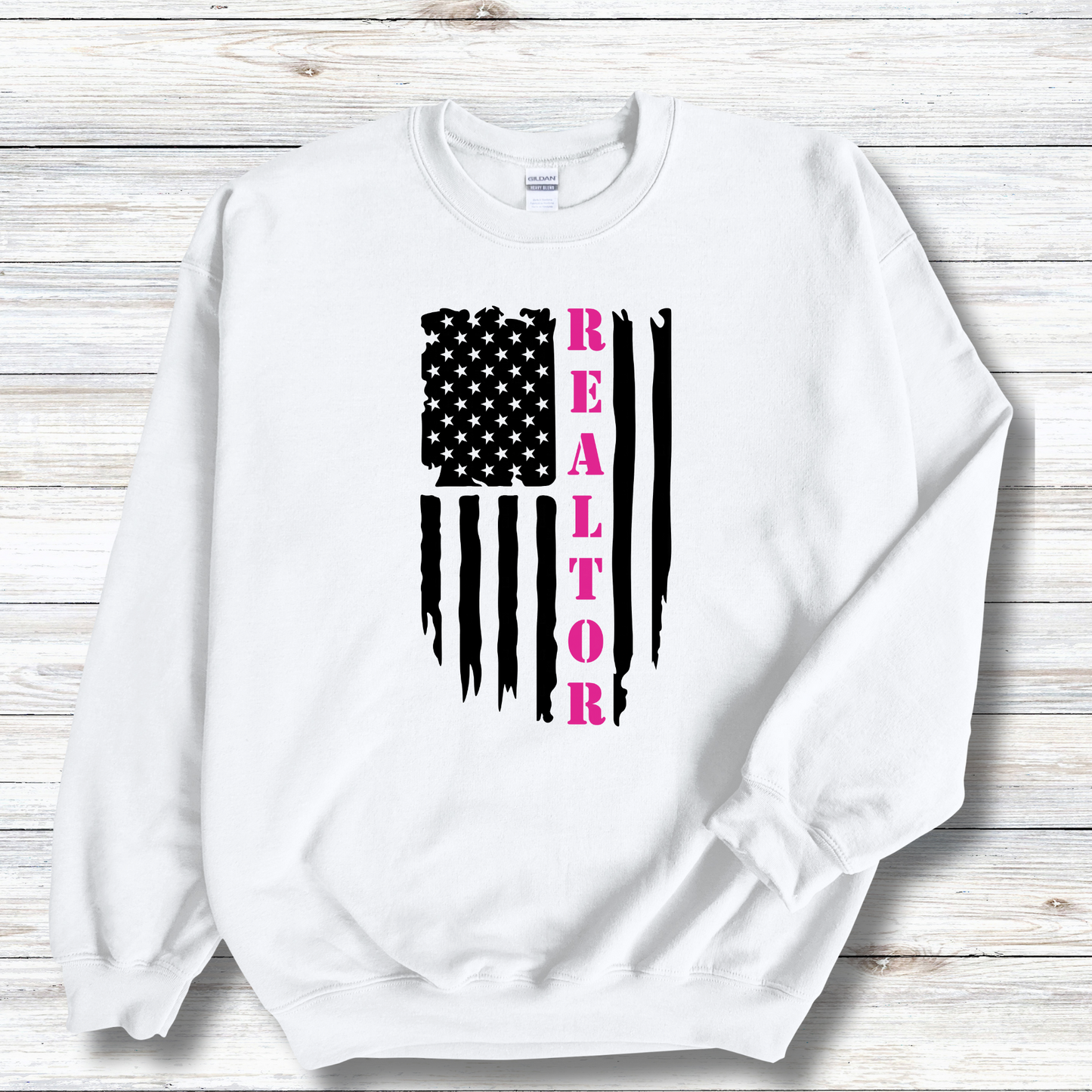 American Flag & Realtor in Pink - Crewneck Sweatshirt Unisex S-5XL