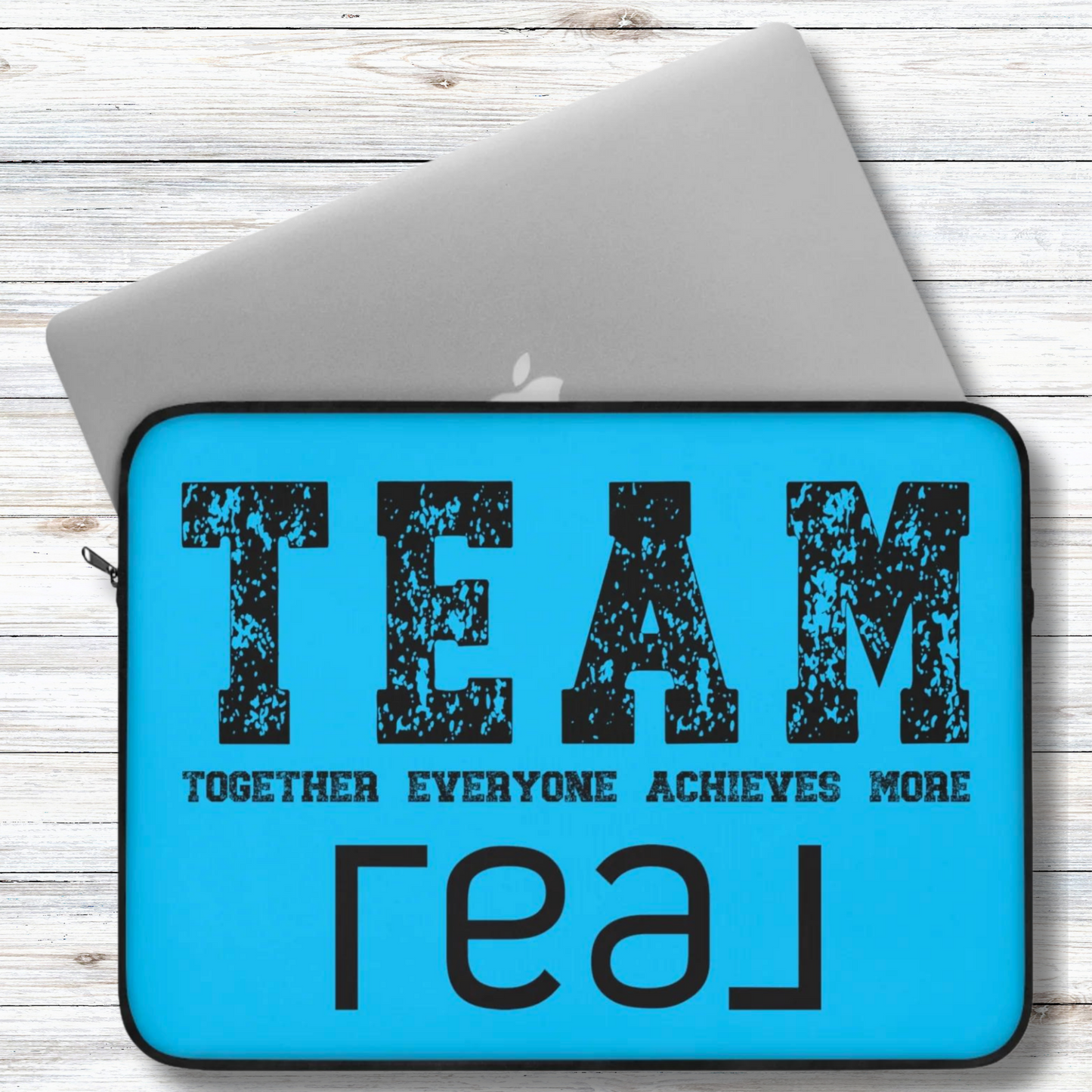 REAL TEAM Together Everyone Achieves More Blue & Black Laptop or Ipad Protective Sleeve 3 Sizes