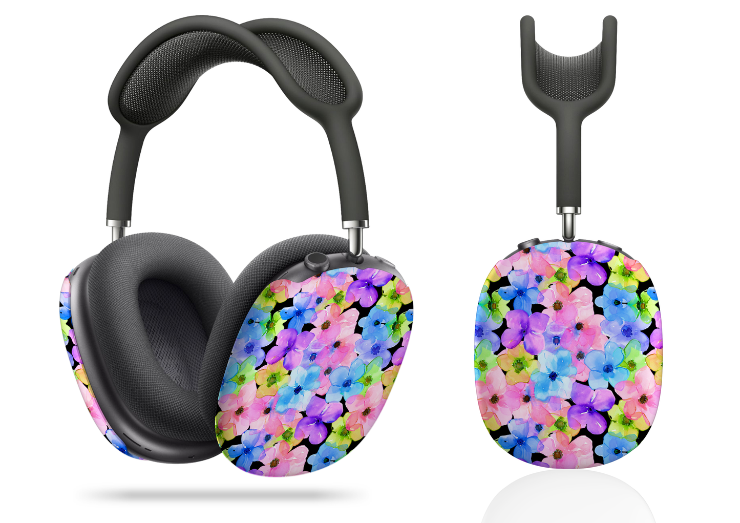 Prismatic Garden: Luminous Pink, Purple, and Blue Blossoms AirPod Max Case Protective Covers