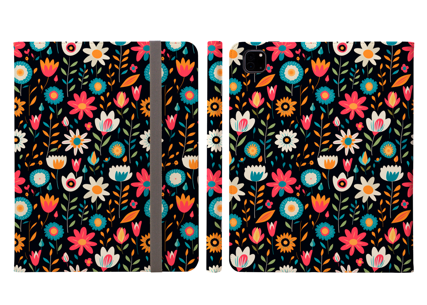 Retro Tiny Flowers Design Ipad Pro 11 & Pro 12.9 Protective Case and Pencil Holder