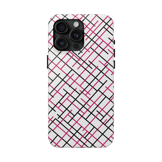 Pink & Black Abstract Iphone Tough Phone Case