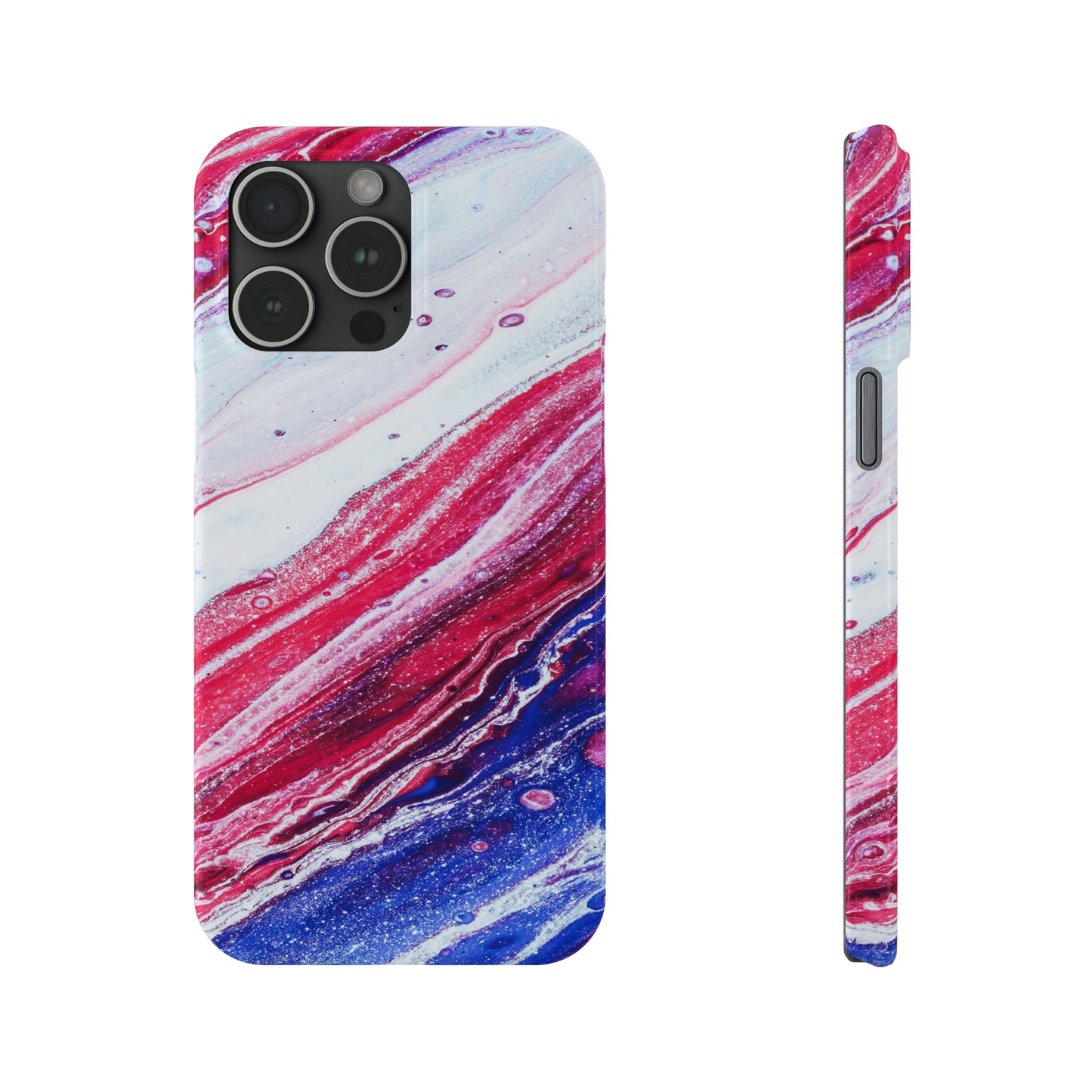 Red White and Blue Alcohol Ink Design Iphone 15-12 Slim Phone Case