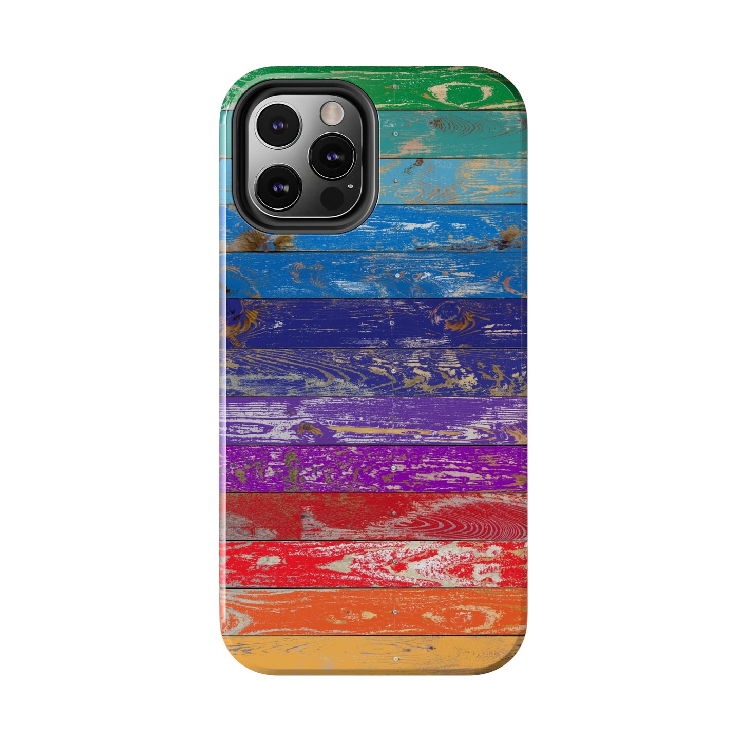 Rainbow Wood Planks Iphone Tough Phone Case