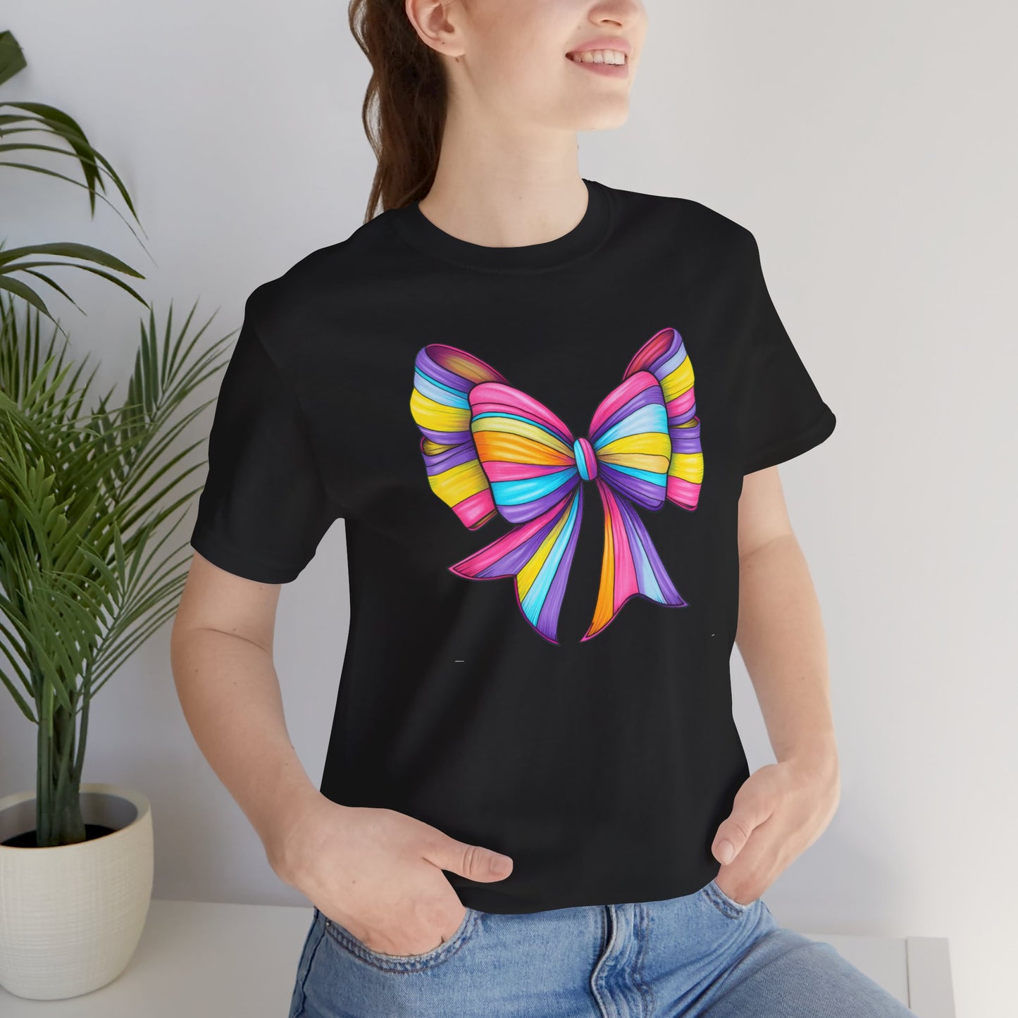 Coquette Double Rainbow Bow Stripes Jersey Short Sleeve T-shirt