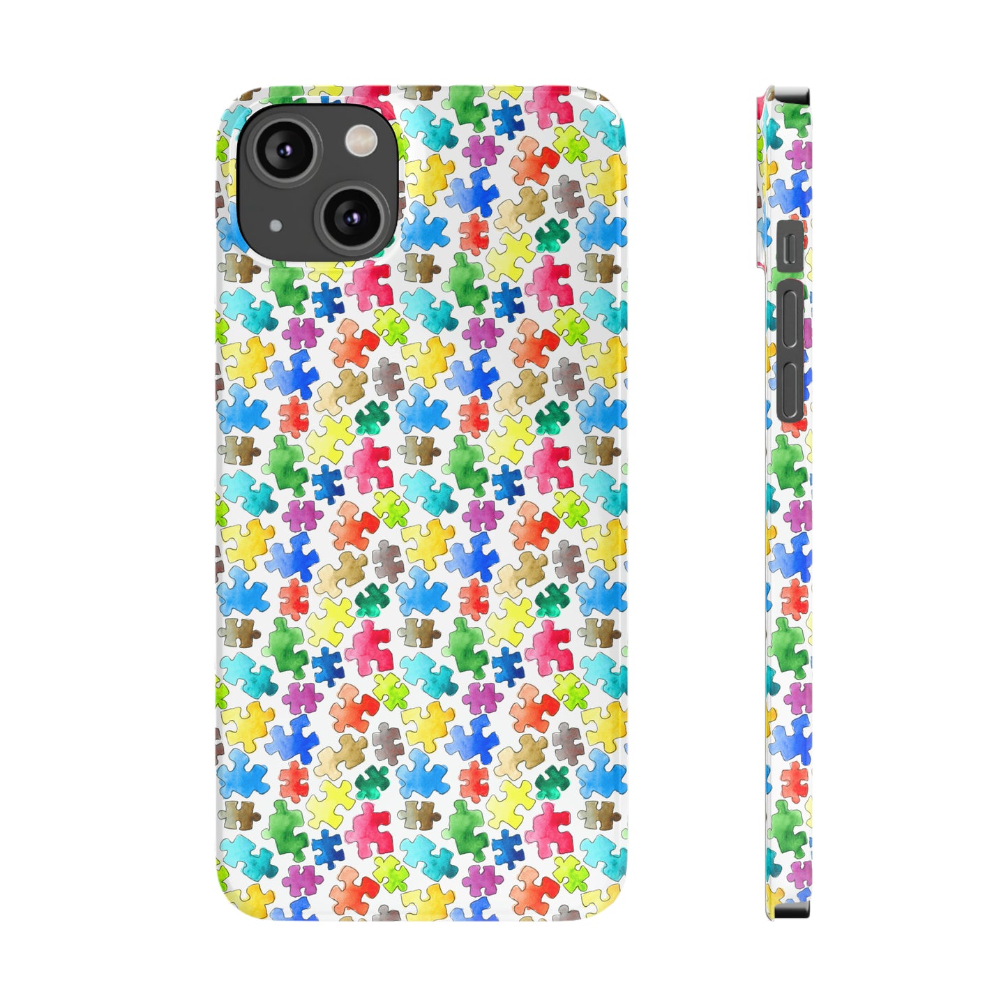 Rainbow Puzzle Pieces Iphone 15-12 Slim Phone Case