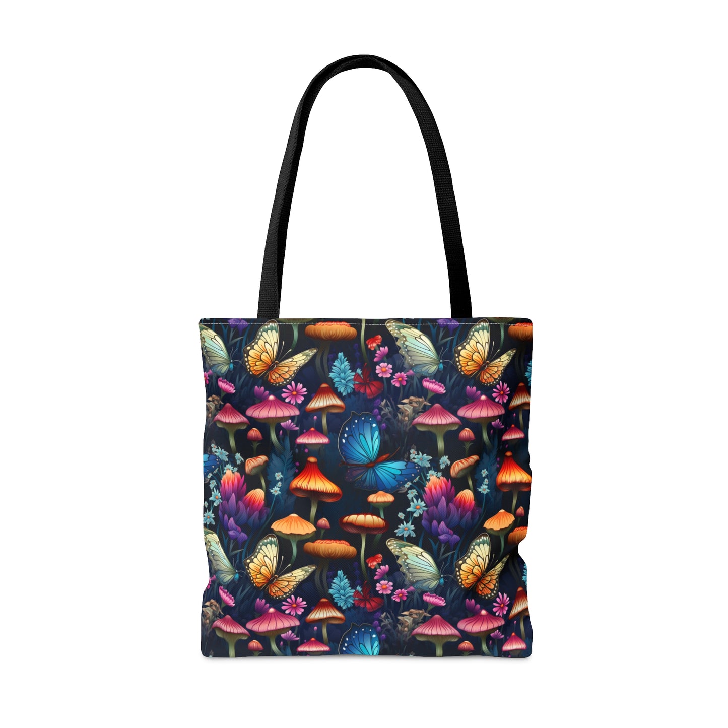 Mystical Butterflies and Mushroom Nighttime Garden - Canvas Tote 3 Sizes