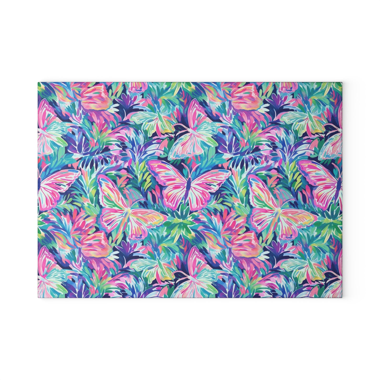 Fluttering Rainbows: Vibrant Watercolor Butterflies in Flight Cutting Board 2 Sizes