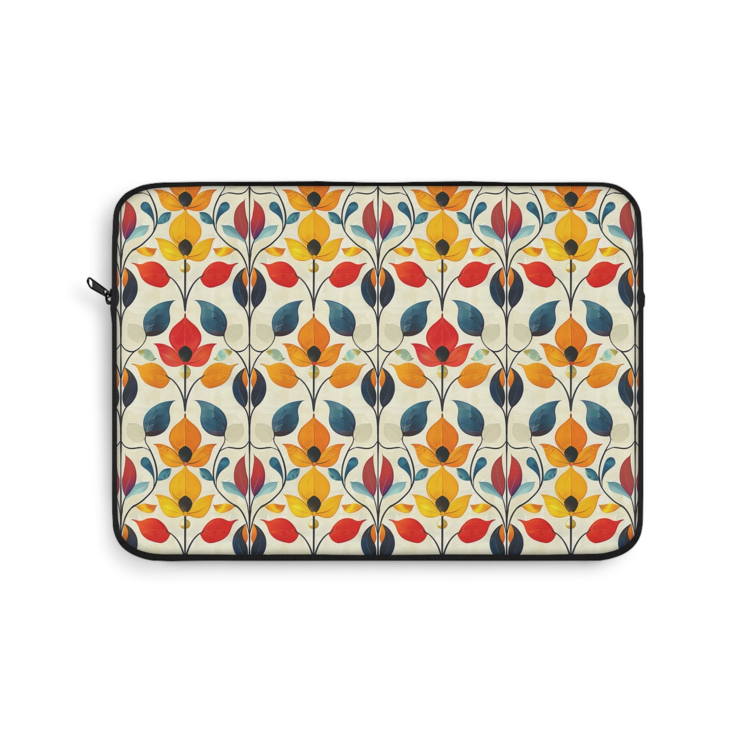 Retro Art Nouveau Vibrant Multicolored Blossoms Laptop or Ipad Protective Sleeve 3 Sizes Available