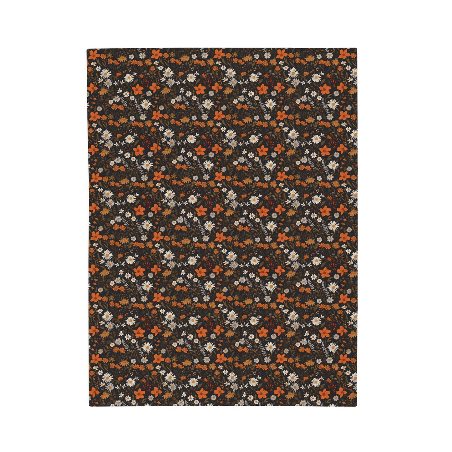 Elegant Floral Seamless Pattern in Warm Autumn Hues on Dark Background Velveteen Plush Blanket 3 Sizes