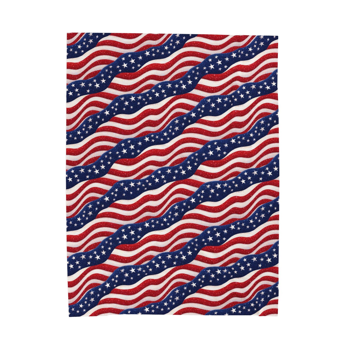 Patriotic Stars and Stripes Print Velveteen Plush Blanket 3 Sizes