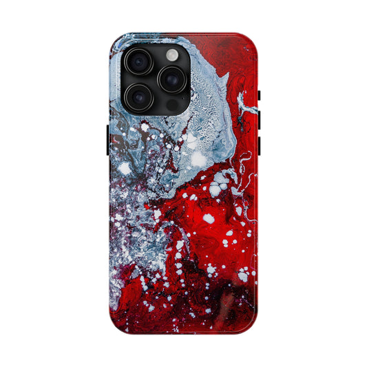 Red, Black and White Alcohol Ink Design Iphone Tough Phone Case