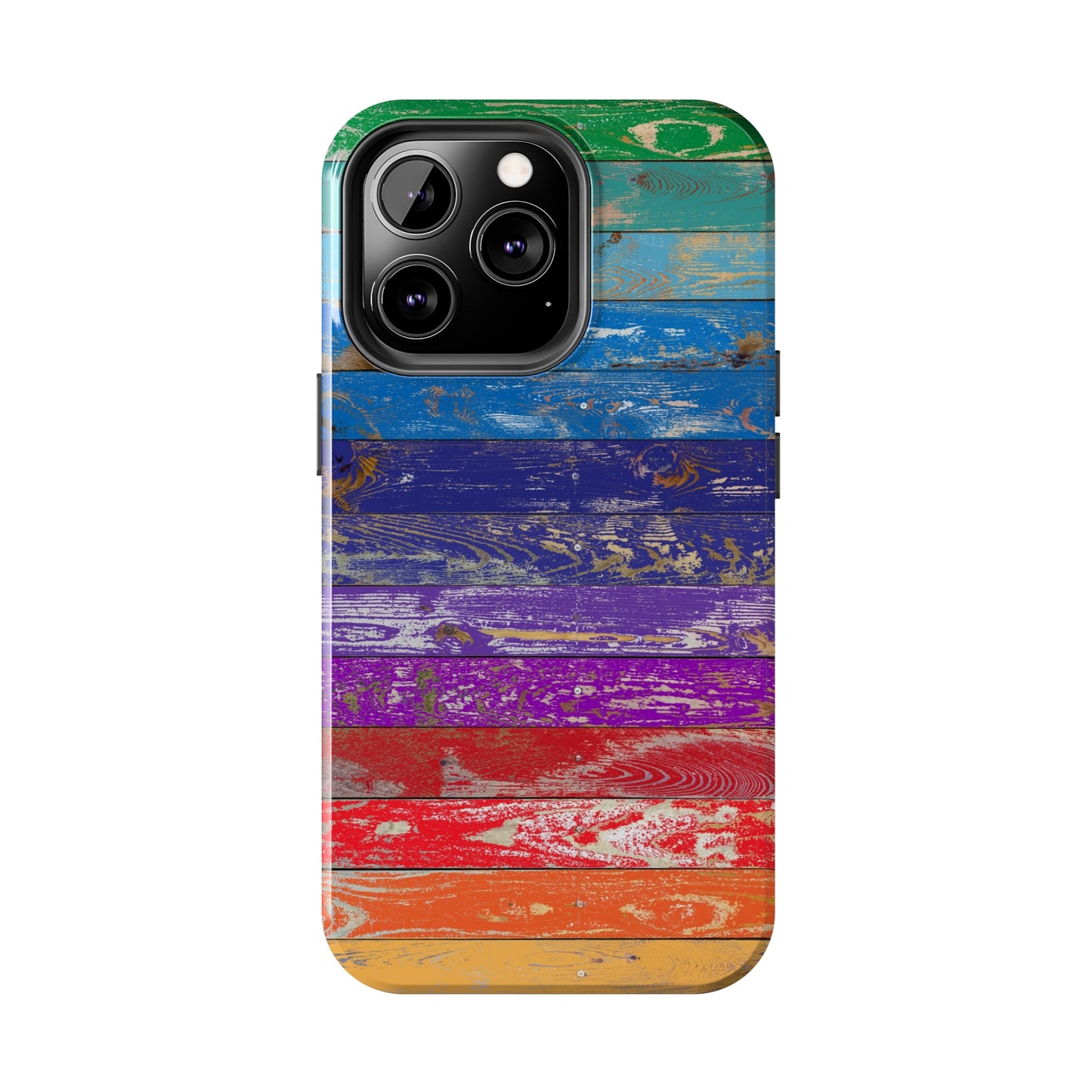 Rainbow Wood Planks Iphone Tough Phone Case