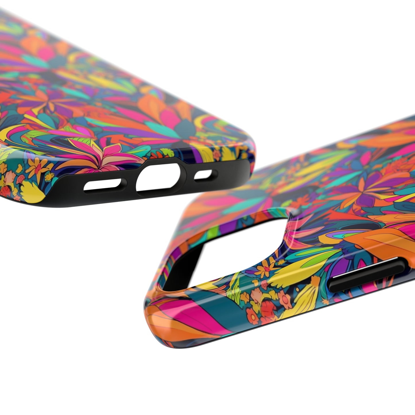 Tropical Neon Flowers Iphone Tough Phone Case