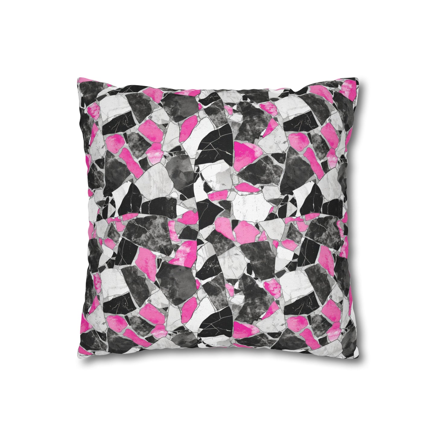 Chic Pink and Gray Mosaic Design Spun Polyester Square Pillowcase 4 Sizes