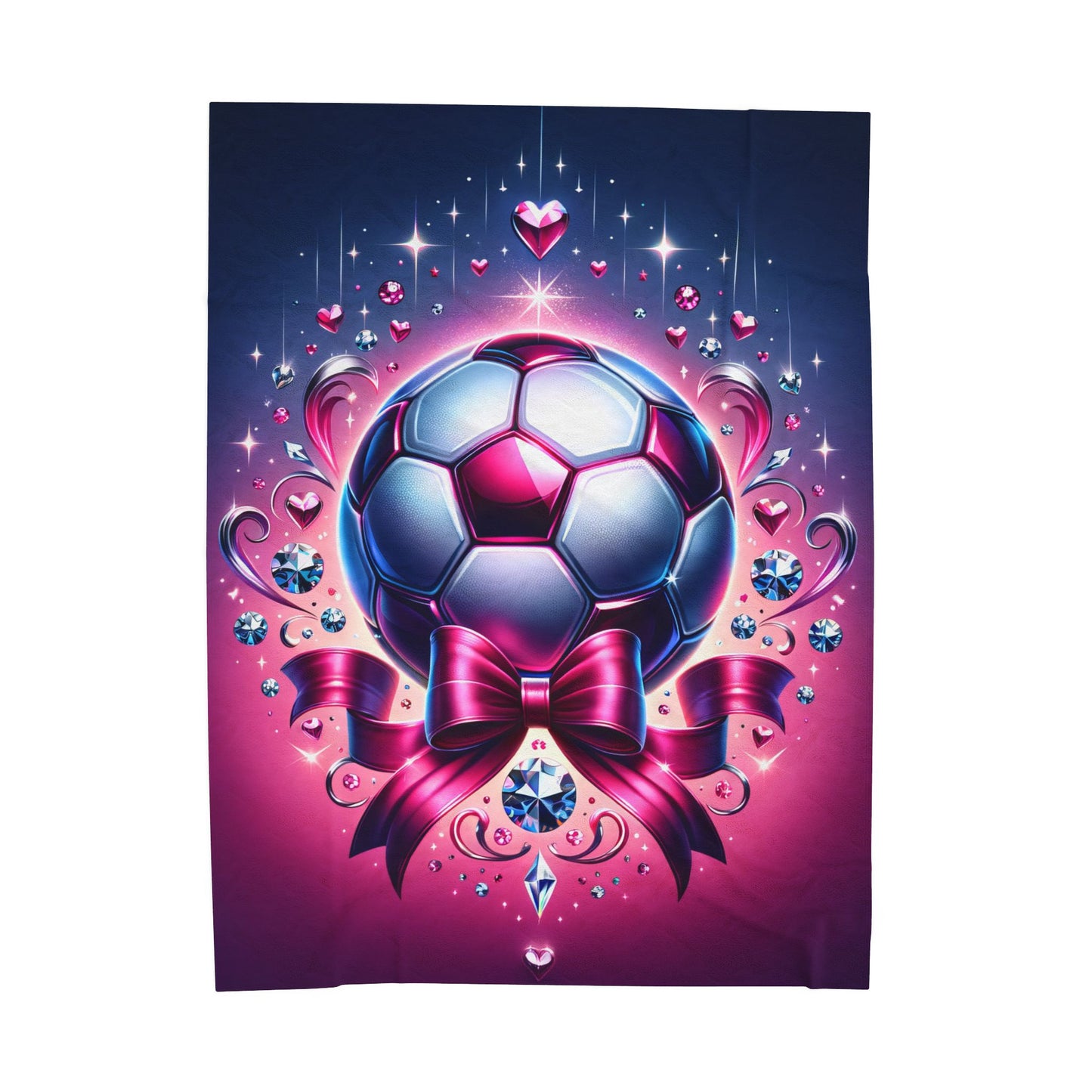 Coquette Bow Glitter Glam Girls Soccer Ball  Velveteen Plush Blanket 3 Sizes