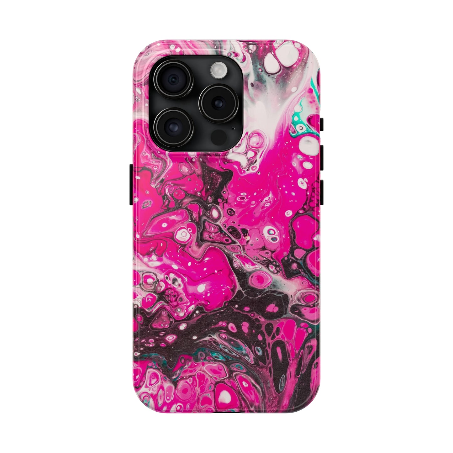 Pink, Black and White Alcohol Ink Design Iphone Tough Phone Case