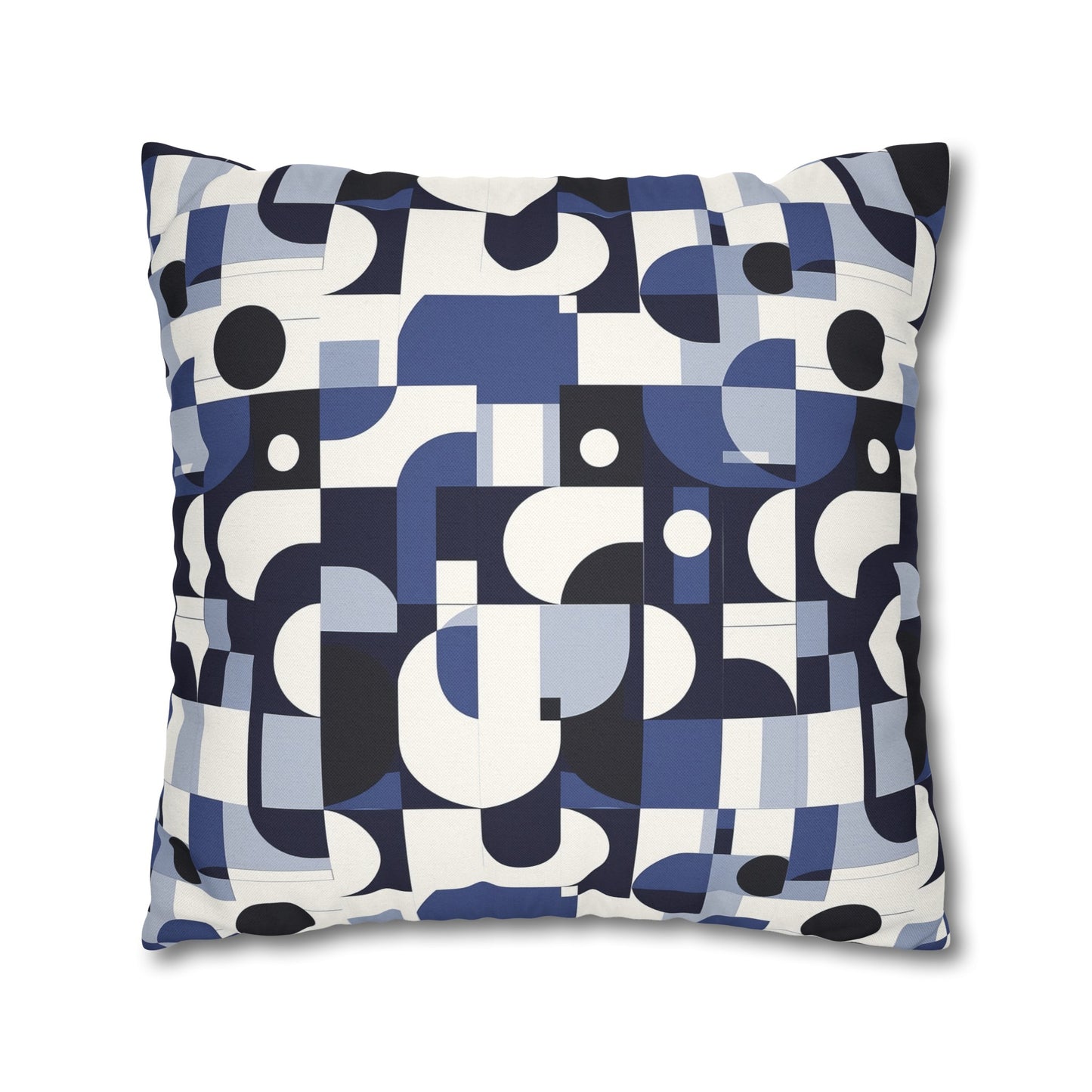 Navy Blue and White Mid-Century Modern Design Spun Polyester Square Pillowcase 4 Sizes