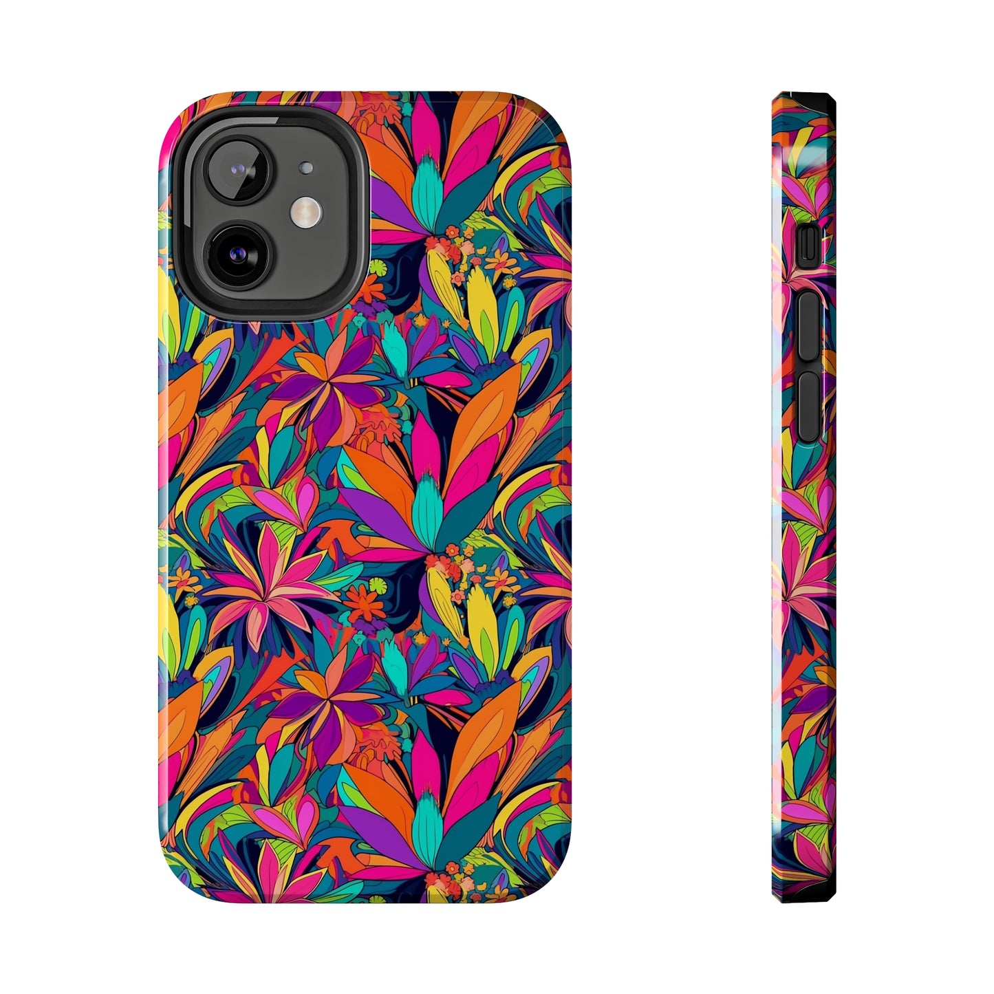 Tropical Neon Flowers Iphone Tough Phone Case