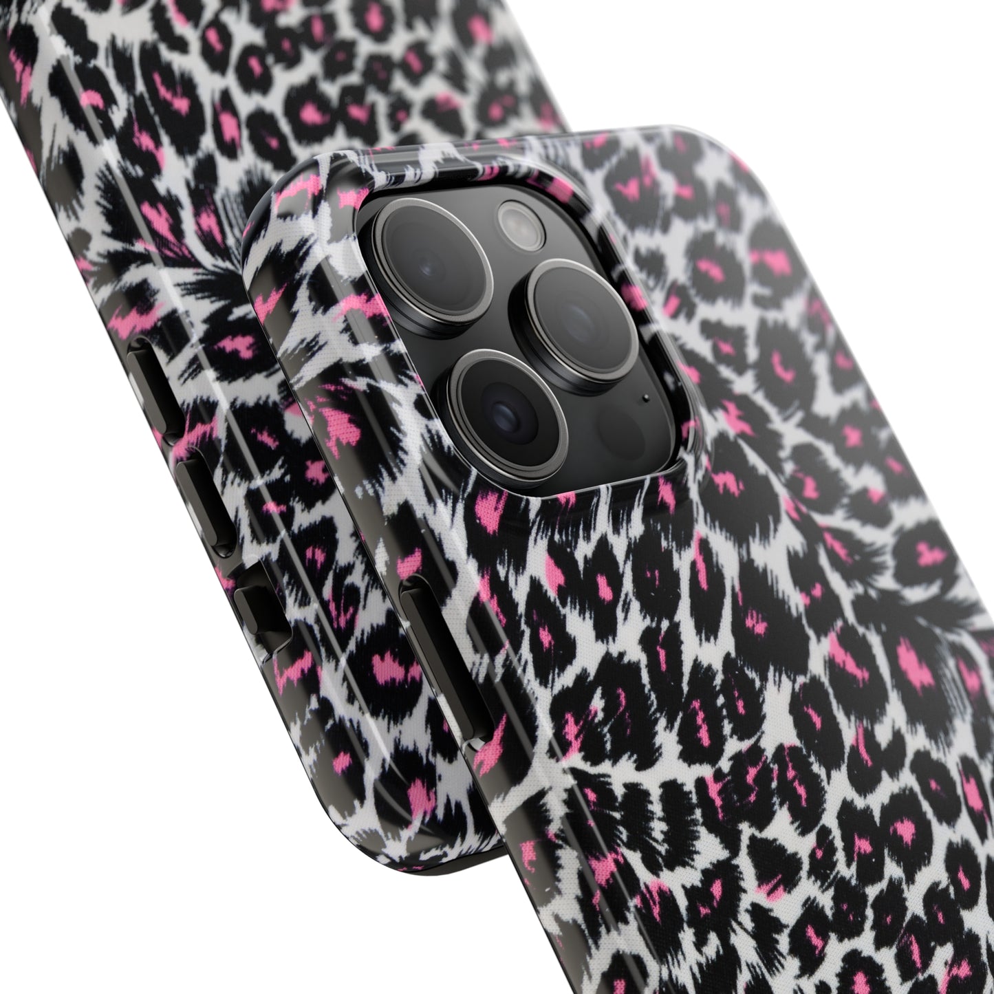 Fierce Femininity Pink and Black Leopard Print Iphone Tough Phone Case