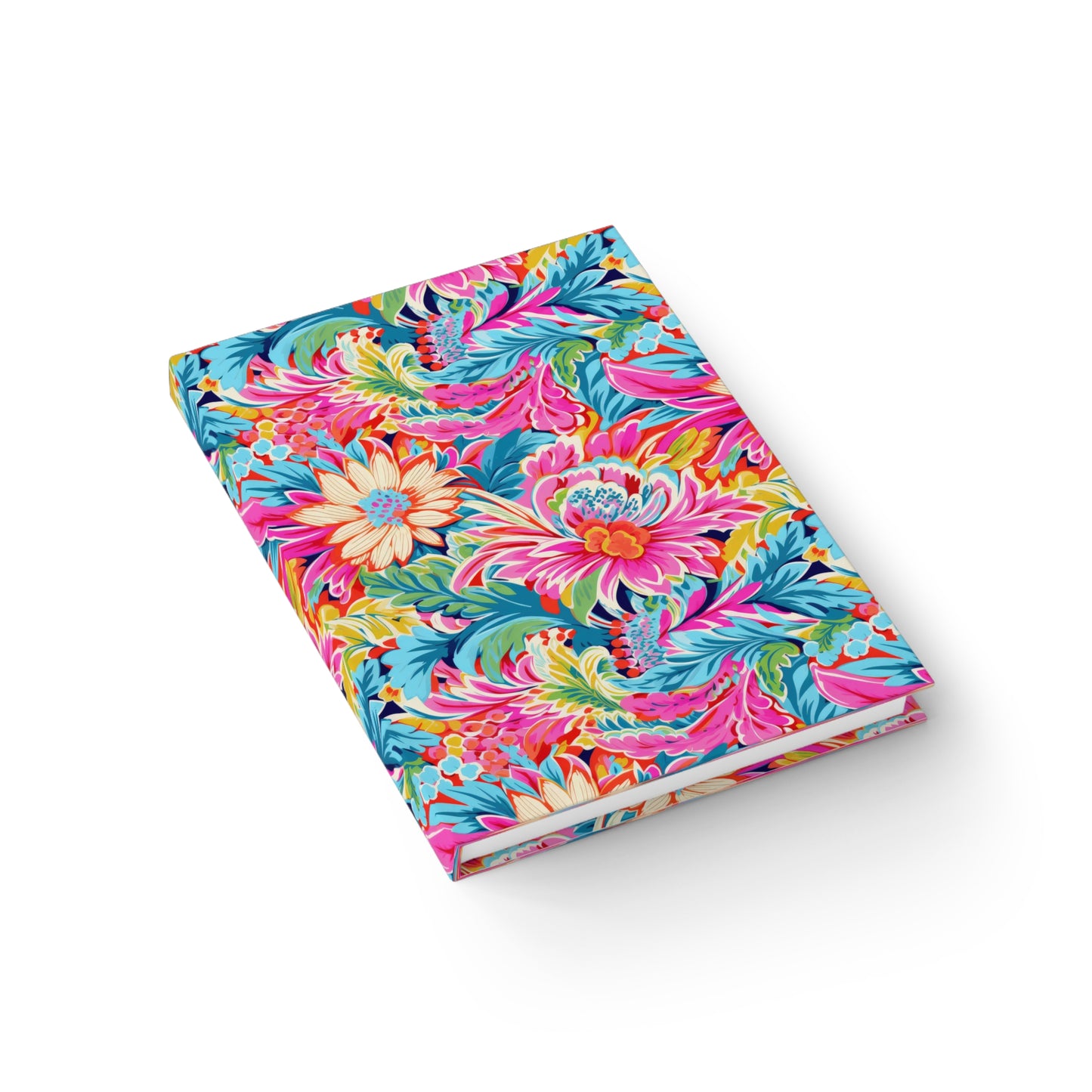 Coastal Summer Blooms: Bright Floral Watercolors in Coastal Hues Hardcover Ruled Line Journal