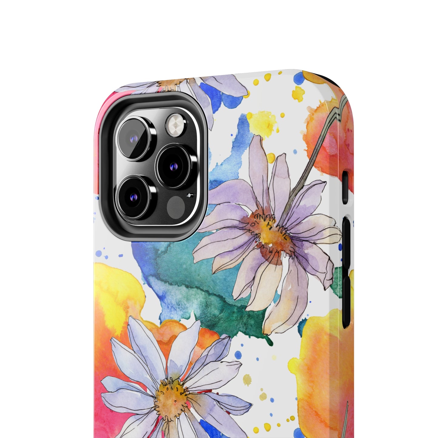 Large Colorful Watercolor Daisy Design Iphone Tough Phone Case