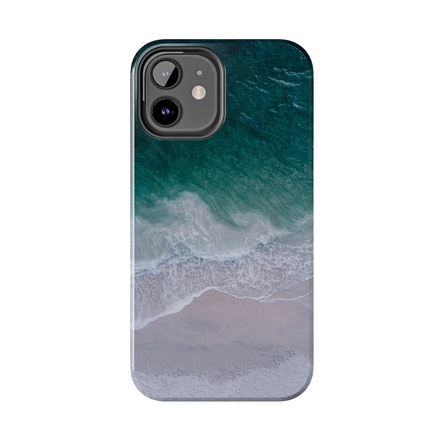 Ocean's Embrace: Deep Green Waters with White Waves Crashing onto the Beach Design Iphone Tough Phone Case