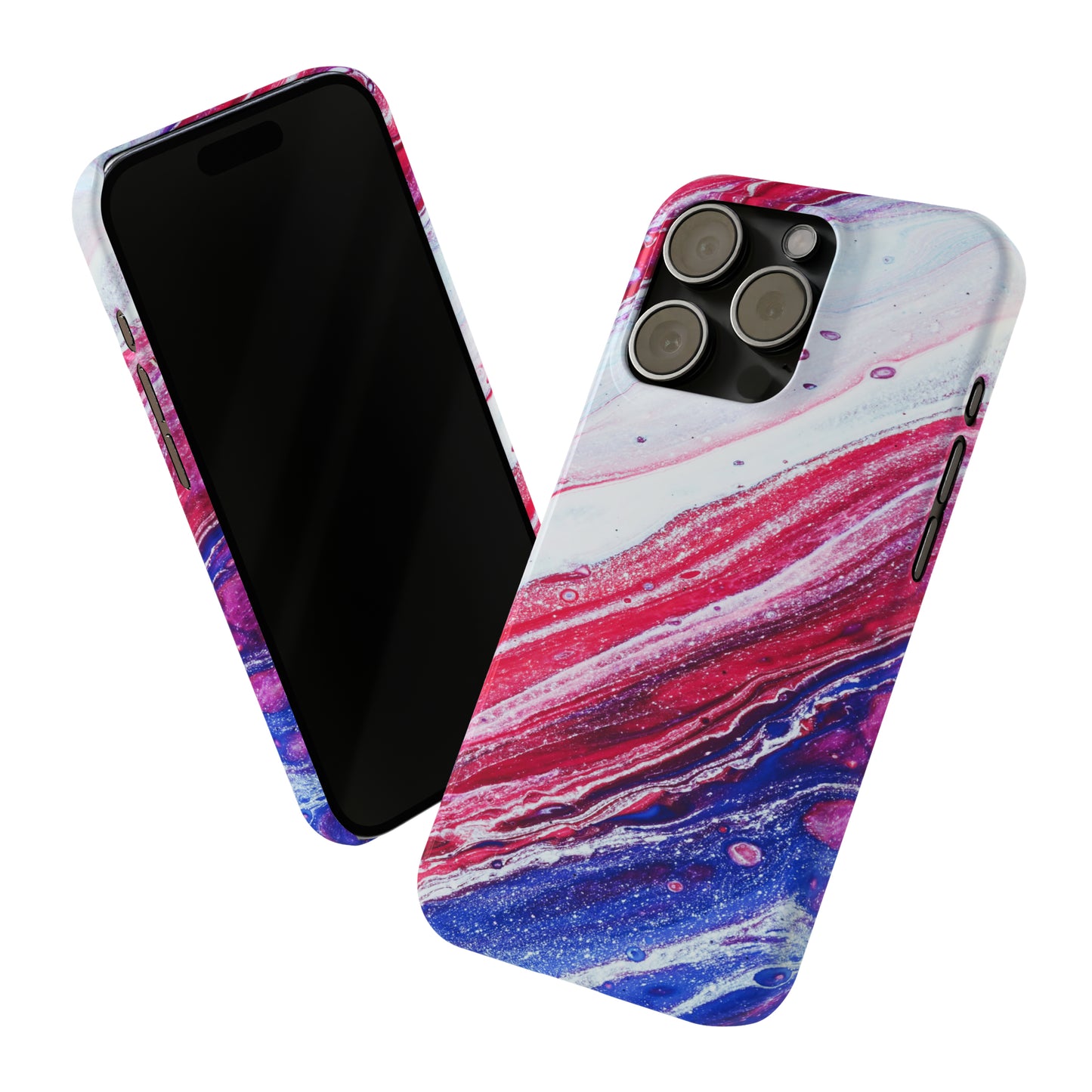 Red White and Blue Alcohol Ink Design Iphone 15-12 Slim Phone Case