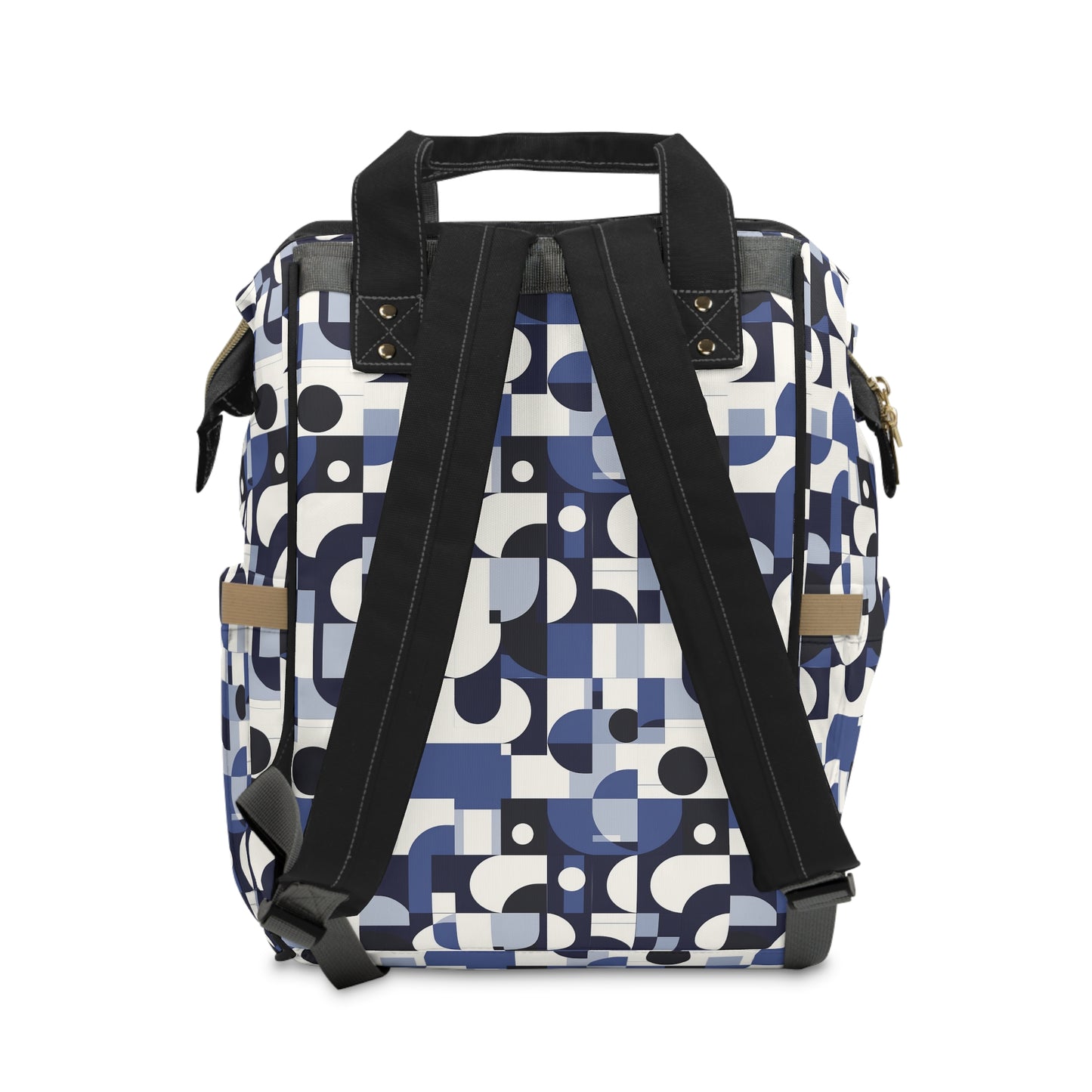 Navy Blue and White Mid-Century Modern Design Multifunctional Diaper Backpack