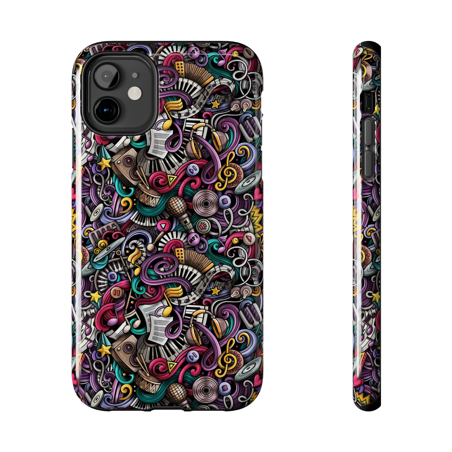 Musical Notes, Sheet Music, Swirls Cartoon Design Iphone Tough Phone Case