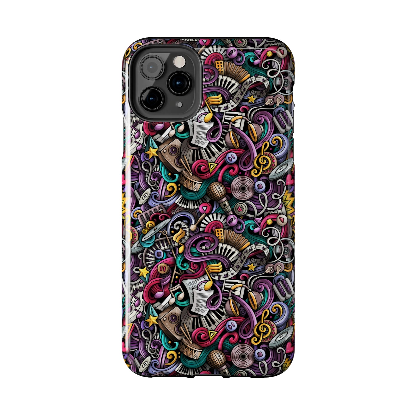 Musical Notes, Sheet Music, Swirls Cartoon Design Iphone Tough Phone Case